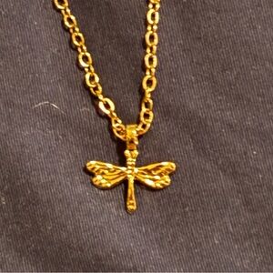 Gold Dragonfly Pendant Necklace